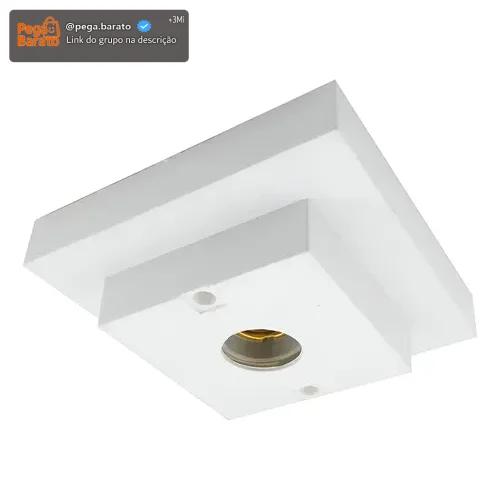 Kit 6 Plafon Quadrado Bocal Porcelana E-27 Plafonier Lustre