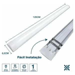 Kit 10 Luminária Slim Linear Sobrepor Led 36/40w 120cm 6500k - Imagem 3