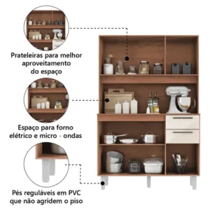 Armário de Cozinha Completa Pop Zanzini Nature/Off White 6 Portas 2 Gavetas - Imagem 6
