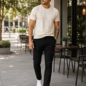Calça Sarja Masculina Social Slim Elastano Bolso Embutido - Imagem 4