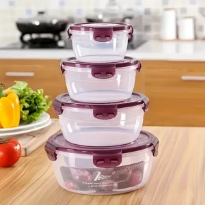 Kit 4 Potes Herméticos Redondos Para Armazenamento De Alimen - Imagem 3