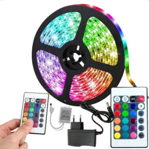 Fita Led Rgb 5m 5050 Colorida Decoração + Fonte + Controle - Imagem 2