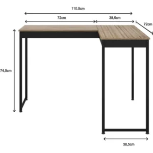 Mesa L De Canto Para Estudo Retro Design Nórdico Mod: Pier - Imagem 4