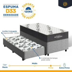 Box Solteiro Colchão D33 Ortobom Airtech+auxiliar De Espuma Cor Cinza - Imagem 6