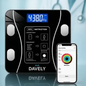Balança Digital Bioimpedância Bluetooth Corporal Aparelho Alta Capacidade Balança De Banheiro Academia App Para Android E Para Ios Cor Preto Marca Davely - Imagem 7