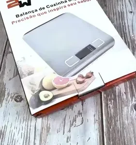 Balança Digital Cozinha eletrônica Touch 10kg Inox Display Led LCD culinária Fitness pesagem alimentos para dieta portátil alimentar Foods Comida Profissional Domestico Confeitaria Nutricional Davely. - Imagem 2