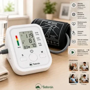 Aparelho Medidor de pressão digital doméstico para uso residencial Pressão Arterial Braço Bracadeira Pulso Manguito - Aparelho Medir pressao aferidor Ajustável P/ Adultos ou Crianças - Marca Bahrein - Imagem 3