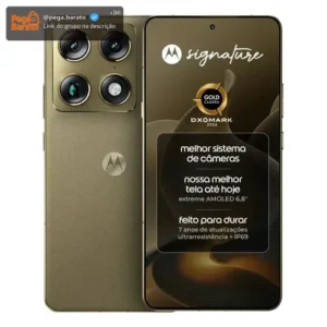 Smartphone Motorola Signature 5G - 512GB 12GB RAM + 12GB RAM Boost, 3 cameras 50MP Sony Lytia e Zoom 100x, Tela 1.5K extreme Amoled 165hz - Verde Oliva (Novo com caixa aberta) - Imagem 1