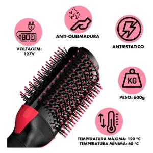 Escova Elétrica Secadora Alisadora Profissional - Imagem 4