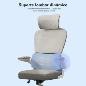 Cadeira Escritório Ergonômica Python Fly Cor Cinza Com Supor - Imagem 4