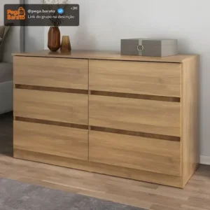Cômoda Com 6 Gavetas 120cm Multimóveis Mp4396 Madeirado - Imagem 1
