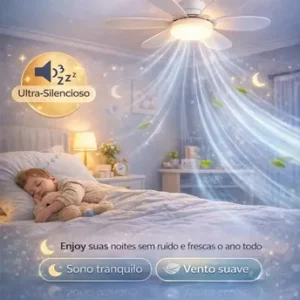 Ventilador de Teto 60W Silencioso Lâmpada Forte com LED, Controle e 6 Pás Soquete E27 Para Residencial Comercial Interno Externo Quarto Sala Cozinha Escritório Gourmet Apartamento Casa - Commlite - Imagem 6
