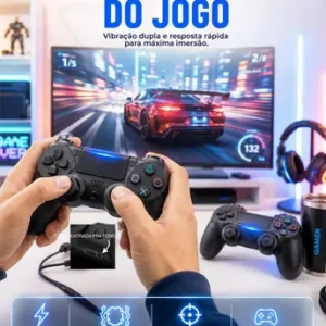 Kit 2 Controle Para Ps4 Sem Fio Redfin Para Ps4 Pc Bluetooth Touchpad Vibração Dupla Joystick Compatível PS4 Videogame TV PC Celular Android Manete Smart TV Headset - Redfin - Imagem 5
