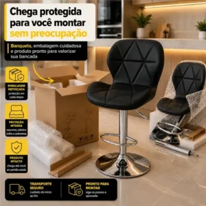 Banqueta Spin Estofada Giratória Com Regulagem De Altura Cor Preto - Imagem 5