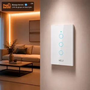 Interruptor Smart Wi-fi 2.4 Ghz 3 Botões Touch Branco Neo - Imagem 1