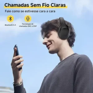 Headset Qcy H3 Lite Anc Bluetooth 5.3 Multiponto 60h Cor Preto - Imagem 7