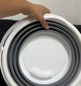 Balde Retrátil 10L Flexível Dobrável Silicone Reforçado Multiuso Compacto Pronta Entrega Cinza e Branco Óh Céus Aletrônix - Imagem 18