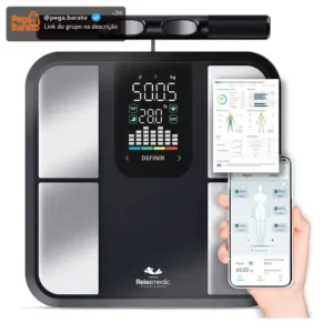 Balança De Bioimpedância 8 Sensores Relaxmedic Digital Preto - Imagem 1