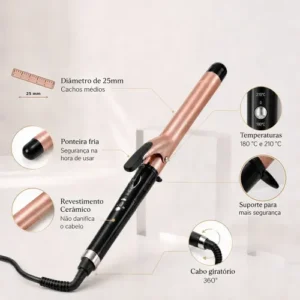 Modelador De Cachos 25mm Babyliss Cerâmica Bivolt Prof - Imagem 5