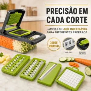 Cortador Fatiador Ralador De Legumes Frutas Vegetais Triturador Picador Manual 16 Peças para Cozinha Mandolin Inox Sólar - Imagem 6