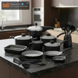 Tramontina 13 Peças Turim Preto Cozinha Conjunto Panelas Preto - Imagem 1
