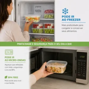 Kit 10 Potes Marmita Fitness 300ml Bpa Free Microondas - Imagem 2