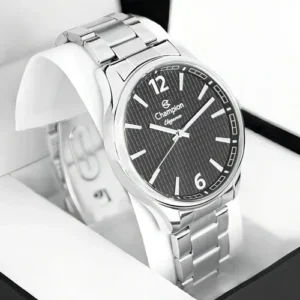 Relógio Masculino Champion CN27670T Cor da Correia Prateado com Fundo Preto Prova D´Agua 50 Metros Minimalista - Imagem 12