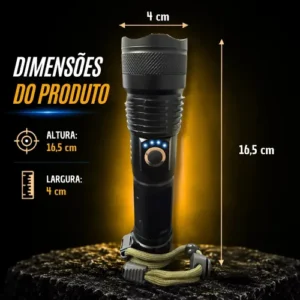 Lanterna Tática T9 Led Usb Recarregável Alto Brilho Potente Mais Forte Do Mundo Zoom Brielli Home - Imagem 10