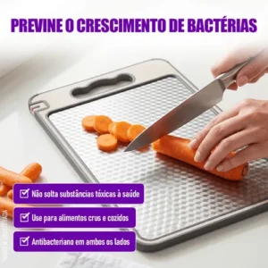 Tábua De Corte Cozinha Dupla Face Inox E Pp Antibacteriana - Imagem 8