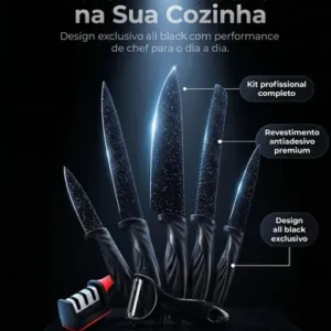 Kit Jogo De Facas 7 Peças Cozinha Aço Inox Corte Afiado Amolador Churrasco Sólar - Imagem 5