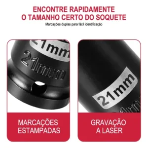 Jogo Soquetes De Impacto 1/2 Longos 35 Peças 8 A 32mm Dobevi - Imagem 3