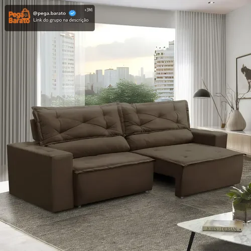Sofá Retrátil Reclinável Com Molas 1,50m Livia Suede Marrom