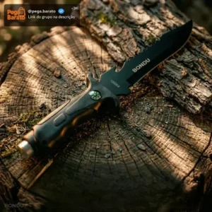 Faca Tática Pescador Lâmina Afiada Aço Inox Corta Limpa Peixe Churrasco Com Bainha + Quebra Vidro - Bondu - Imagem 1