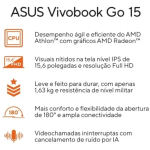 Notebook Asus Vivobook Go 15 Bq5314ws Athlon 4gb 128gb W11 - Imagem 2