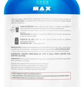 Whey Protein 1kg Whey Pro Max Titanium Sabor Chocolate BCAA e Aminoácidos - Imagem 3