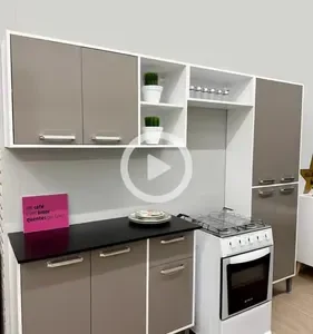 Cozinha Compacta Armário E Balcão Xangai Multimóveis Vm2840 Cor Branco/preto - Imagem 9