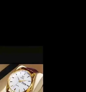 Relógio Social Masculino A Prova D'água Couro Olevs Luxo Marrom Dourado Preto - Imagem 2