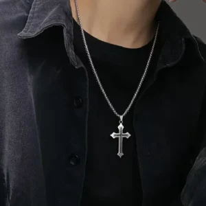 Corrente Cordão Pingente Cruz Gótica Aço Inoxidável - Imagem 5