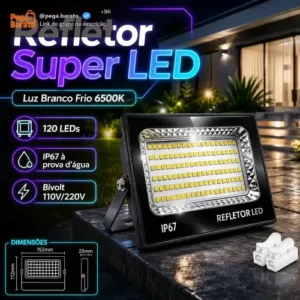 Kit 2 Refletores LED 400W Double Wise Branco Frio IP67 Áreas Externas - Imagem 1