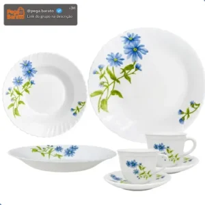Aparelho De Jantar E Chá 20 Peças Opaline Branco Mesa Posta - Imagem 1