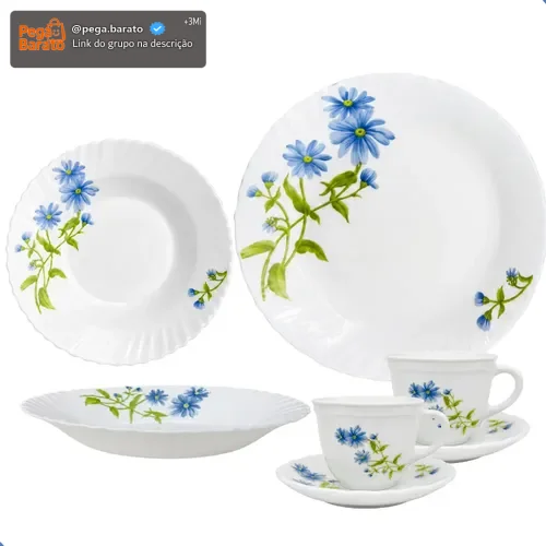 Aparelho De Jantar E Chá 20 Peças Opaline Branco Mesa Posta