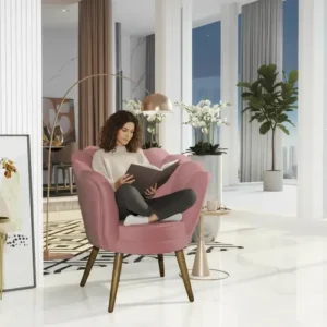 Poltrona Pétala Luxo Veludo Pé Palito - Imagem 7