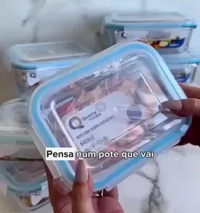 Kit 10 Potes Herméticos Vidro 640ml Starhouse Marmita Forno Micro-ondas Airfryer com 4 travas de super vedação - Imagem 10