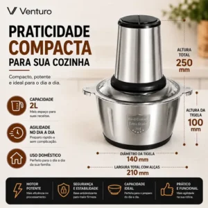 Multiprocessador Triturador Alimentos Elétrico Inox 2l 110v - Imagem 5
