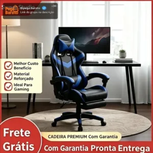 Cadeira Gamer Sweet Studio Ergonômica Reclinável em Couro Sintético Azul com Apoio de Pés - Imagem 1