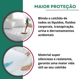 Protetor De Colchão Impermeável Casal Matelado Antialérgico Antiácaro Resistente A Líquidos Toque Macio Branco - Imagem 7