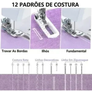 Máquina De Costura Elétrica Multifuncional Portátil 12 Modos - Imagem 5