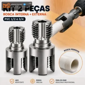 Kit 2 Chaves Rosqueador Tarraxa Cano Tubo PVC 1/2 3/4 Rosca Interna Externa Ferramenta Manual 2 Em 1 - Imagem 1