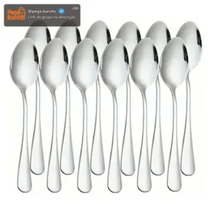 12 Colheres Para Sobremesa Aço Inox Promoção - Imagem 1
