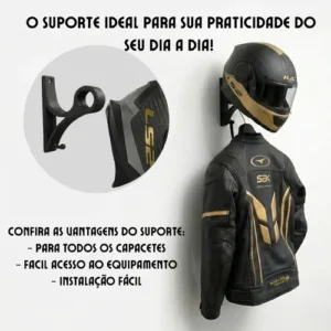 Kit 3 Suportes Capacete Parede Com Gancho Chaves + Parafusos - Imagem 2